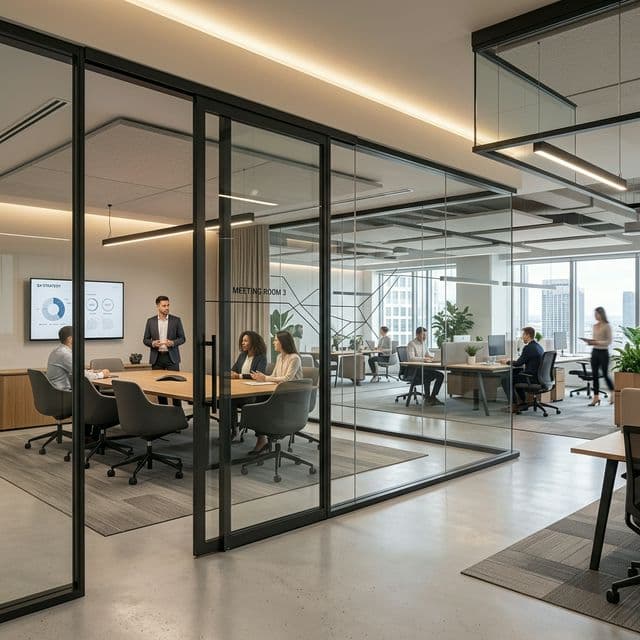 Commercial aluminium sliding and glass partition solutions